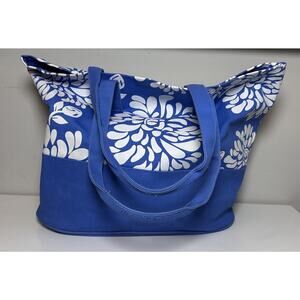 Barnes and & Noble Floral Pattern Blue White Beach Bag Tote Bookbag Coastal